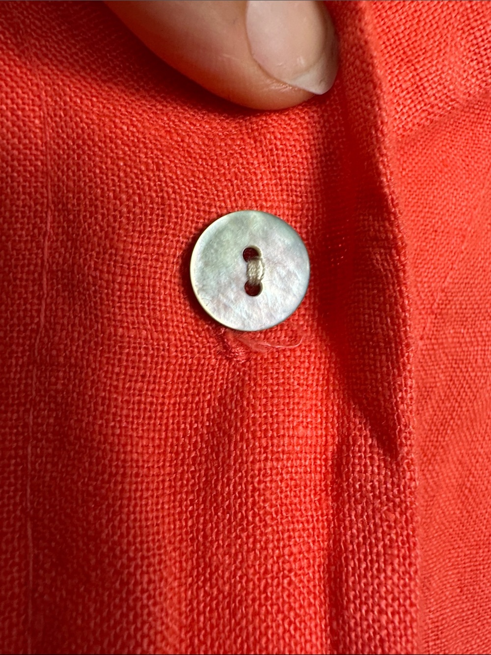 Italy Linen Sleevless button down shirt shell buttons vacation resortwear - Picture 3 of 7